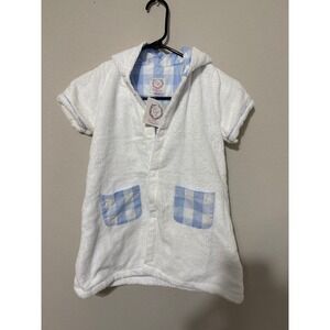 NWT Cecil & Lou Terry Cloth Swim Cover Up 3T/4T Blue Gingham Lined/Pockets READ